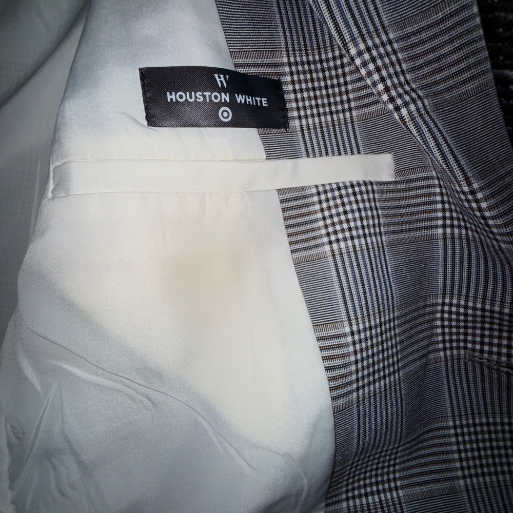 Houston White Plaid Blazer Shorts Set Women M NWT Grey Glen Check Suit - Picture 9 of 16